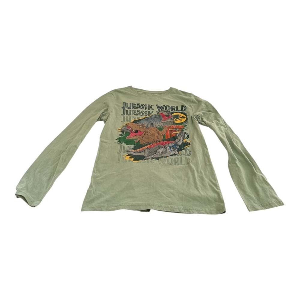 Jurassic World Boys Long Sleeve Crewneck Dinosaur Graphic T-Shirt Military Green